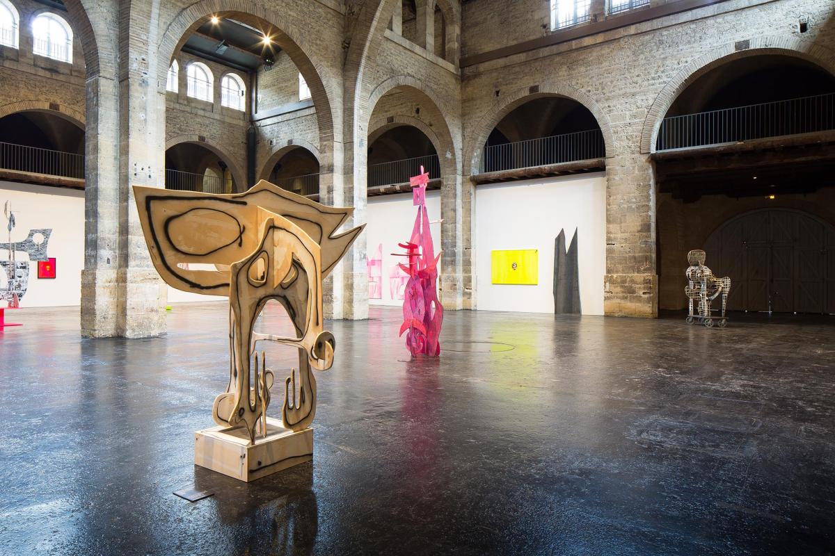 Vue de l'exposition Aaron Curry, "Bad Brain", Capc Musée d'art contemporain de Bordeaux, (26.06.2014-21.09.2014). Photo Arthur Péquin