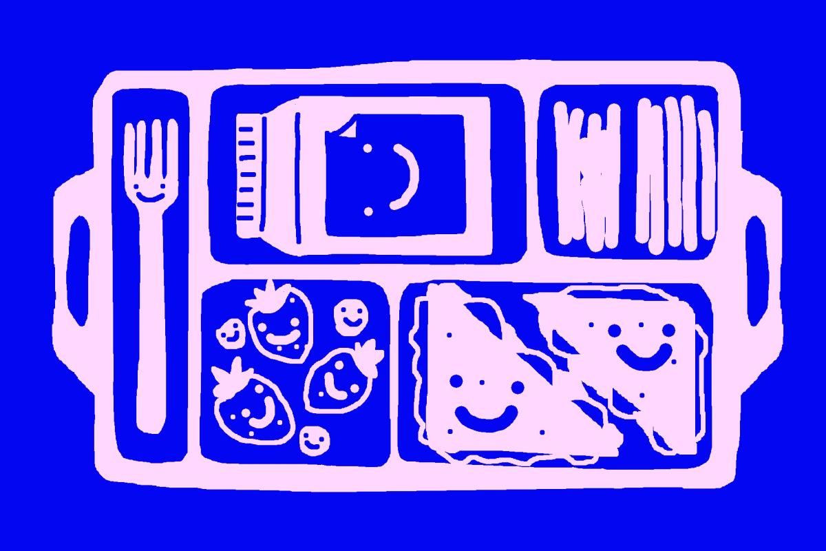 Dessin naïf d'un plateau repas